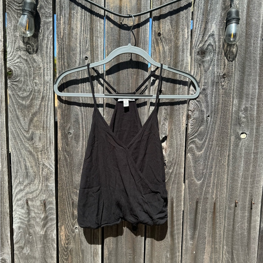 American Eagle Black Racerback Wrap Front Cami/ Tank top hip length xxs